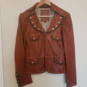 "MY TRIBE" brown vintage leather jacket